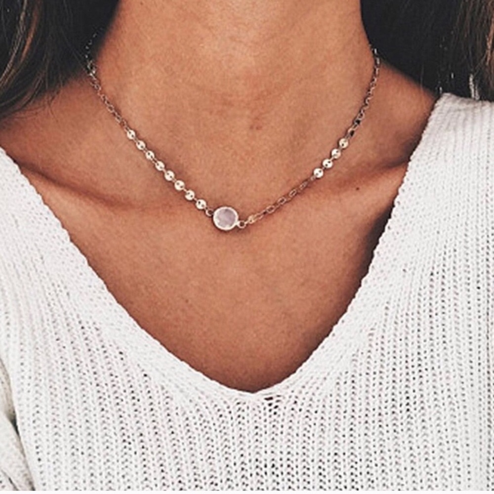 Disc Necklace with Jewel ✨ 2 LEFT ✨